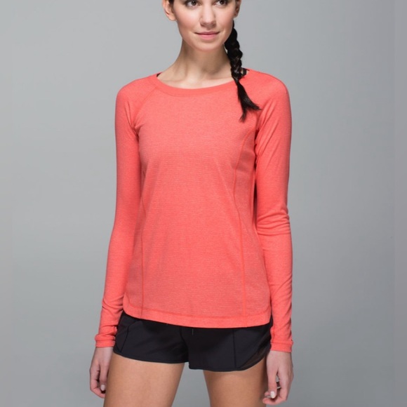 Lululemon Turn It Up Long Sleeve T Shirt Heathered Atomic Red SZ 12 - Picture 1 of 13